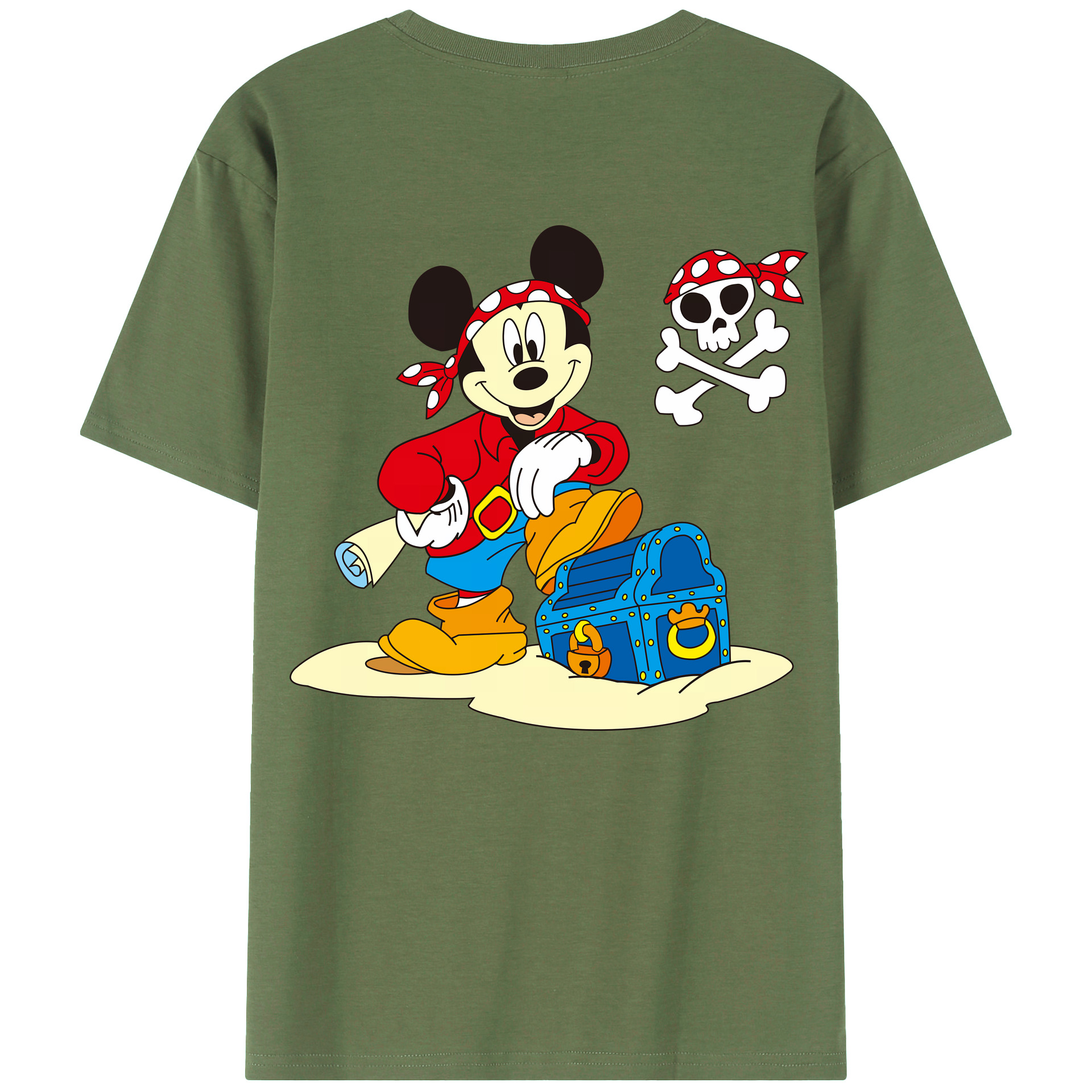 （画像用） ミッキーマウス Mickey Mouse 綿100％ メンズ半袖Tシャツ（バックプリント） 通気性